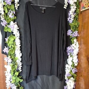 Ali Miles Black Long Sleeve Scoop Neck Tunic Top